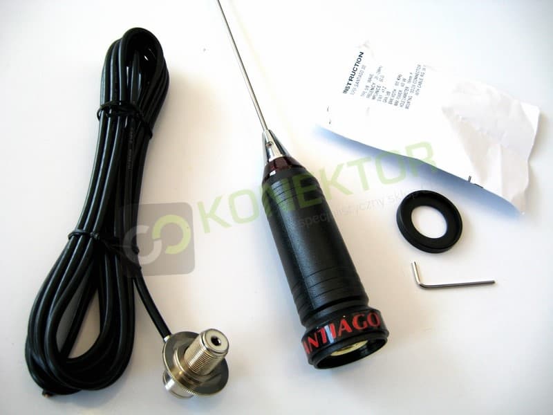 SUPER SANTIAGO 300 krótka antena CB montażowa 48cm złącze PL kabel 4,5m (krótsza wersja Santiago 600 / 1200)