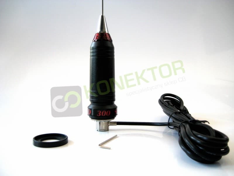 SUPER SANTIAGO 300 krótka antena CB montażowa 48cm złącze PL kabel 4,5m (krótsza wersja Santiago 600 / 1200)