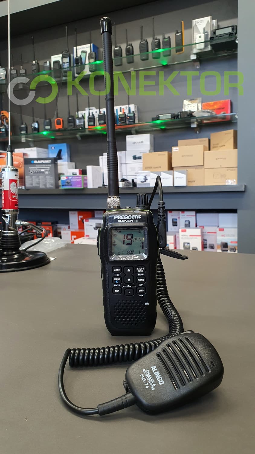 Alinco EMS-76 mikrofonogłośnik 2-pin L np. do President Randy III, Jerry, TTI TCB-100, ręczne Alinco (mikrofon + głośnik)