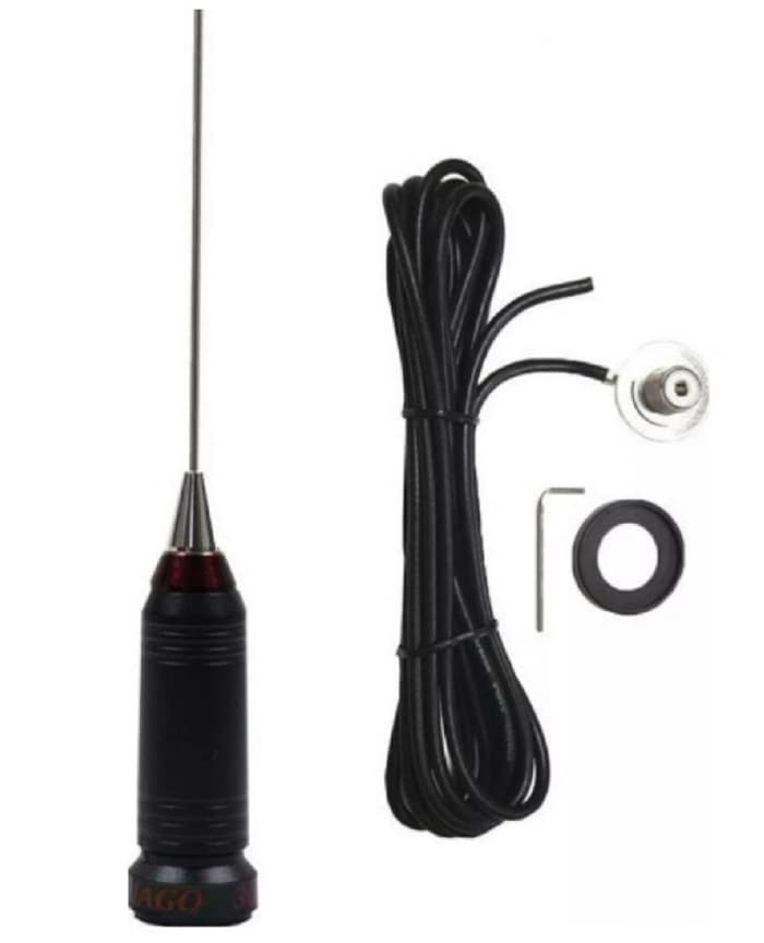 SUPER SANTIAGO 300 krótka antena CB montażowa 48cm złącze PL kabel 4,5m (krótsza wersja Santiago 600 / 1200)