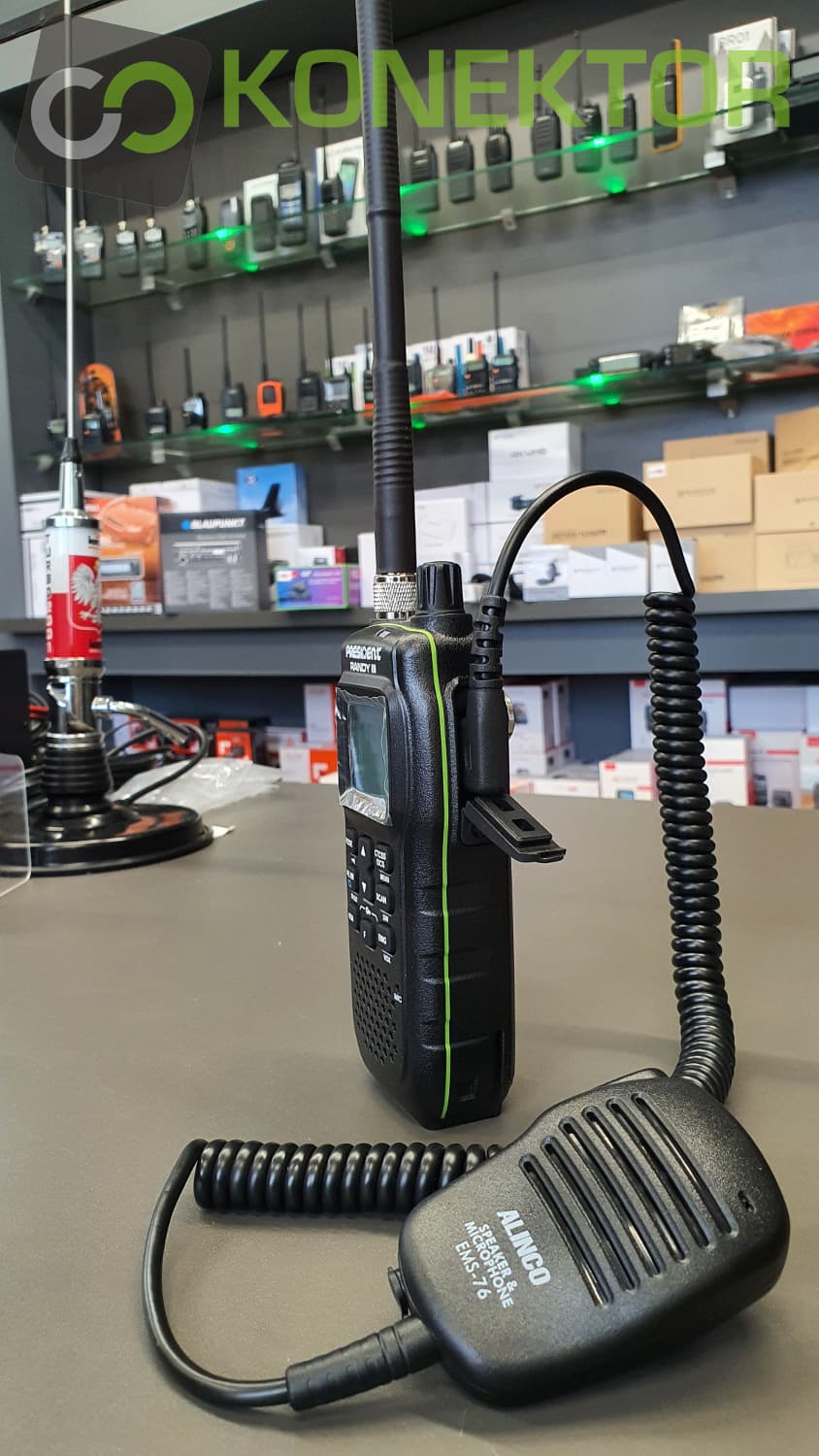 Alinco EMS-76 mikrofonogłośnik 2-pin L np. do President Randy III, Jerry, TTI TCB-100, ręczne Alinco (mikrofon + głośnik)