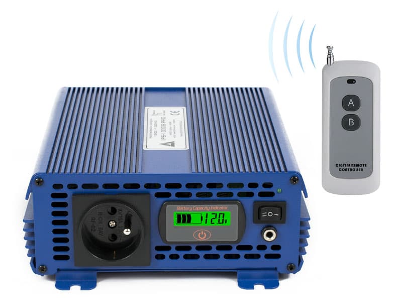AZO IPS-1000-S PRO 12/230V ECO MODE SINUS PRZETWORNICA NAPIĘCIA 1000W z wyświetlaczem i pilotem np. POMPY LODÓWKI - 5 lat gwarancji, produkcja polska