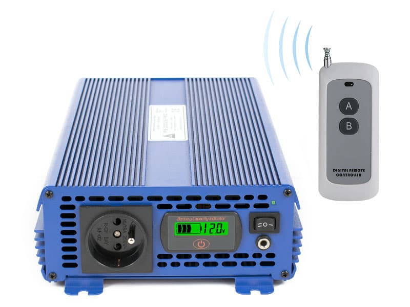 AZO IPS-2000-S PRO 12/230V ECO MODE SINUS PRZETWORNICA NAPIĘCIA 2000W z wyświetlaczem i pilotem np. POMPY LODÓWKI - 5 lat gwarancji, produkcja polska