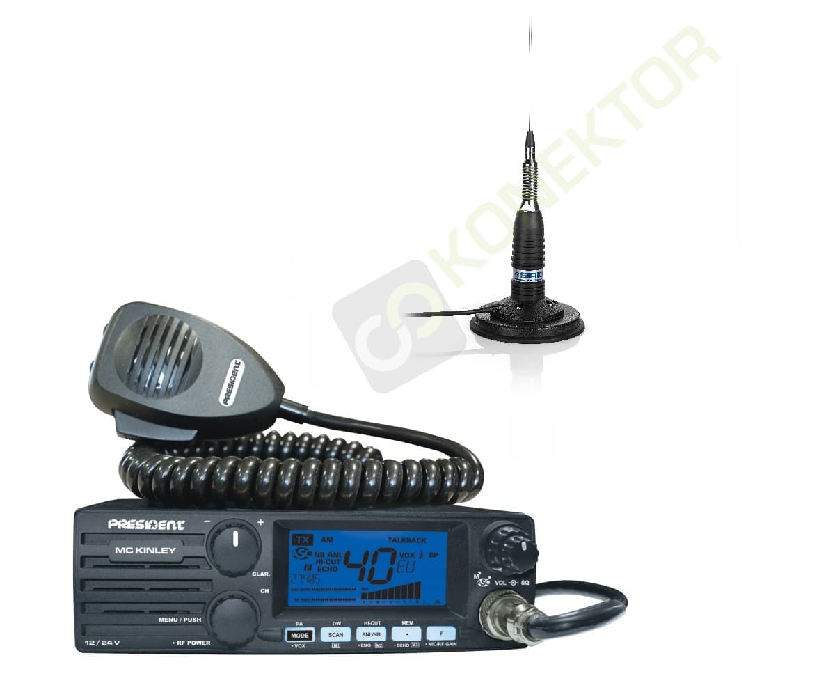 President McKinley EU + SIRIO ML-145 MAG 142cm kabel 3,60m zestaw CB radio