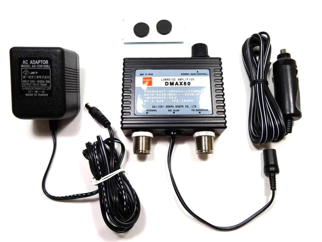 DIAMOND DMAX50 przedwzmacniacz do skanera, odbiornika SDR -20/+20dB 0.5-1500MHz (niskoszumny wzmacniacz odbioru)