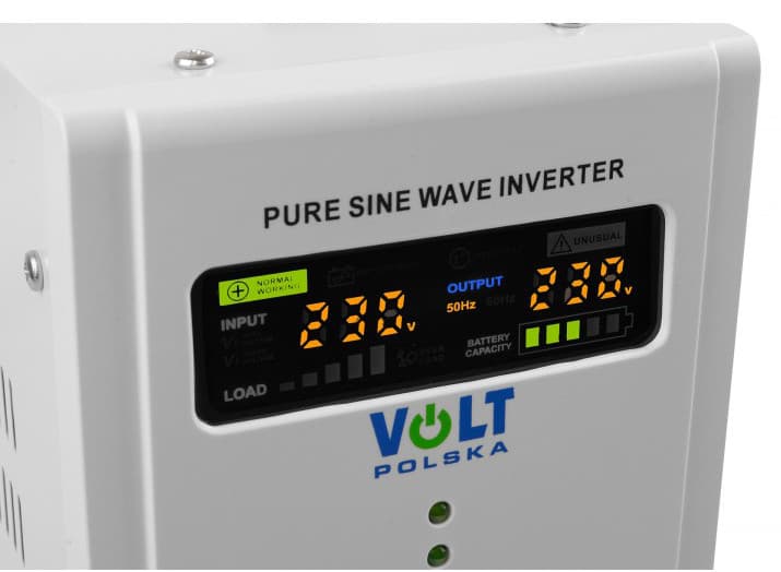 Zasilacz awaryjny sinusoidalny VOLT SINUS PRO 1000 E stojący (700/1000W) 12/230V (stała faza do kotła CO)
