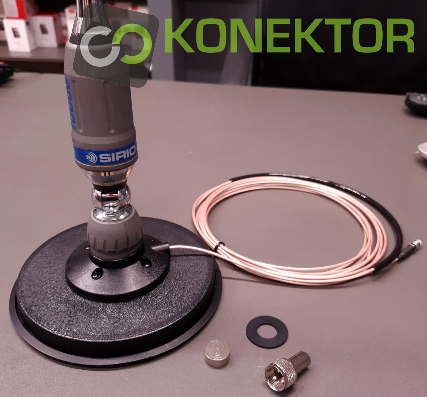 SIRIO TURBO 5000 PL 195cm + podstawa magnetyczna 16cm z cienkim kablem 5m + UC-1 - antena CB na magnesie