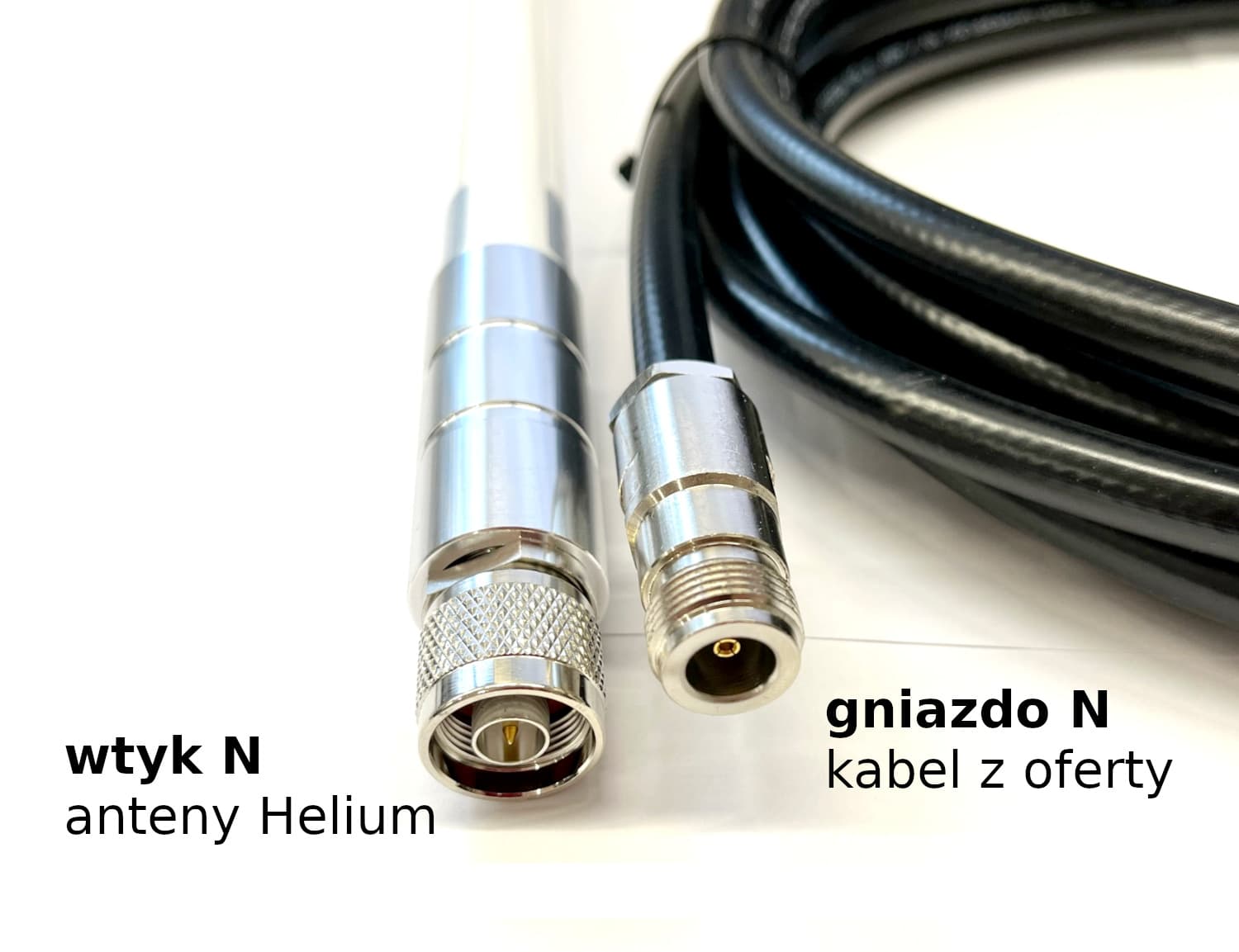 Przewód koncentryczny długość 5m HyperFlex 10 złącza gniazdo N / wtyk RP-SMA - okablowanie do anten Helium 868MHz LoRaWAN