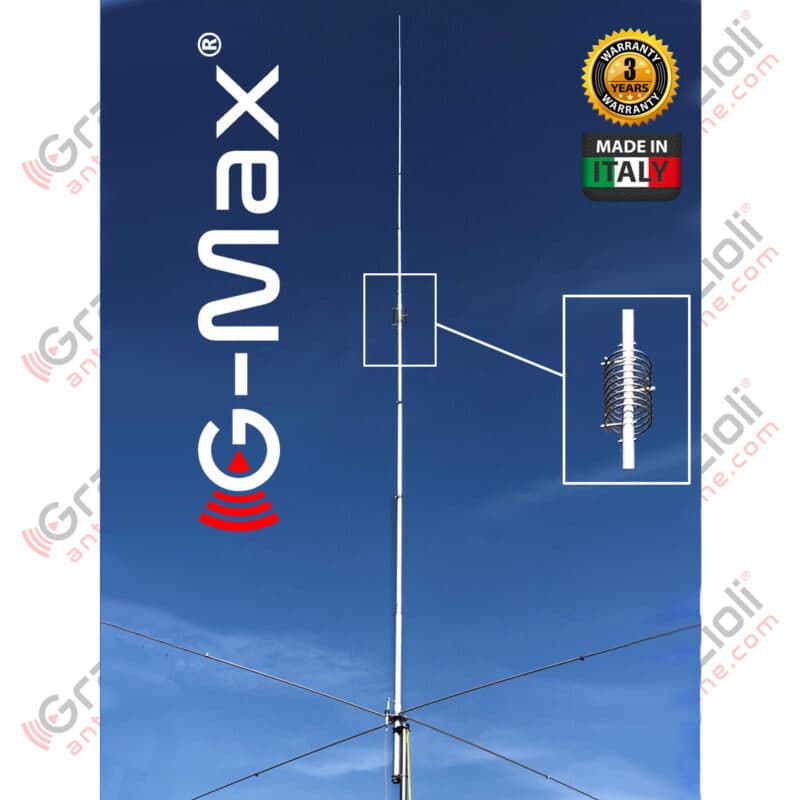 GRAZIOLI G-MAX najdłuższa antena bazowa CB 10,8m (27-28.5MHz) 5/8 lambda + przeciwwagi 1/4 lambda