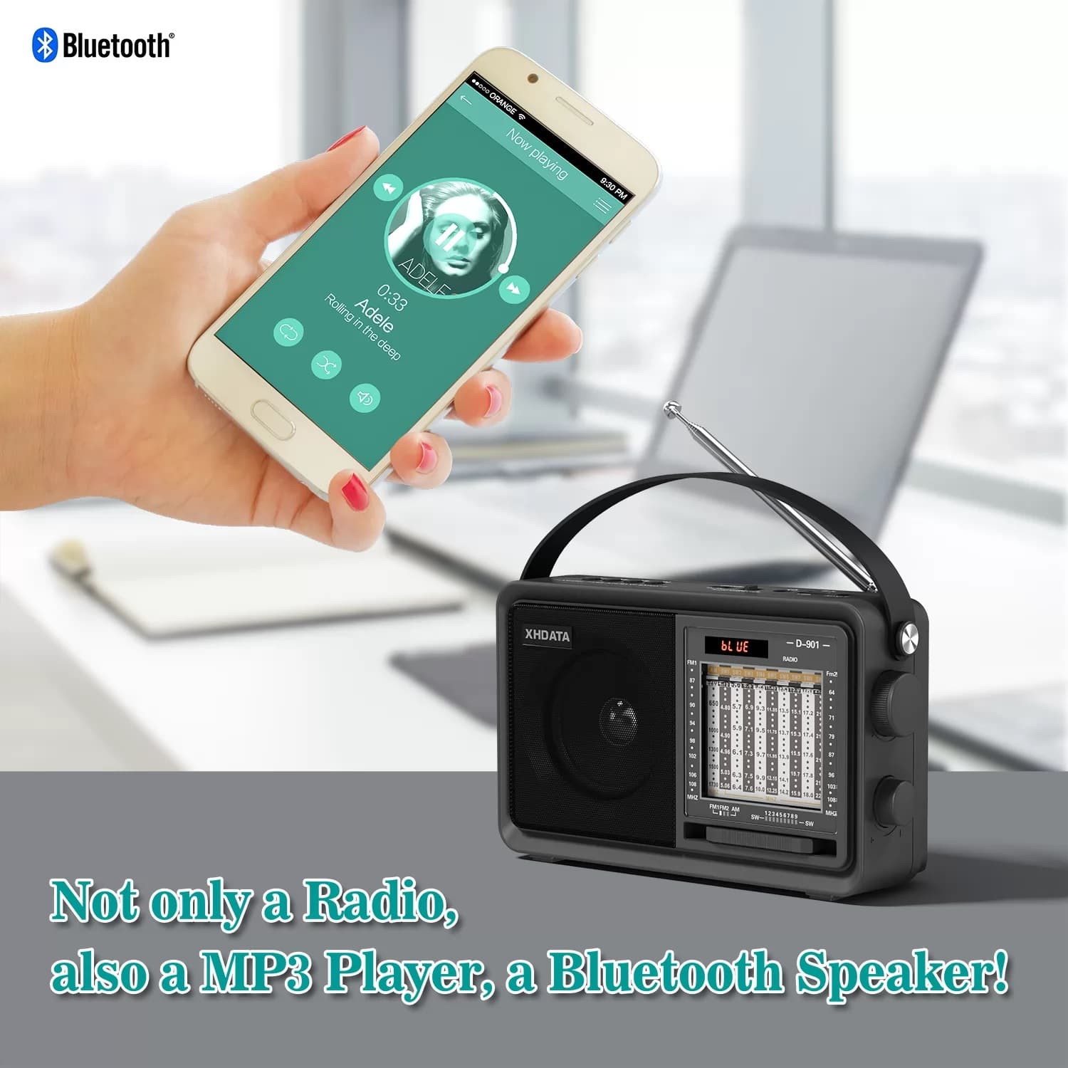 XHDATA D-901 odbiornik globalny SW AM FM z DSP, USB, odtwarzacz MP3 i bluetooth