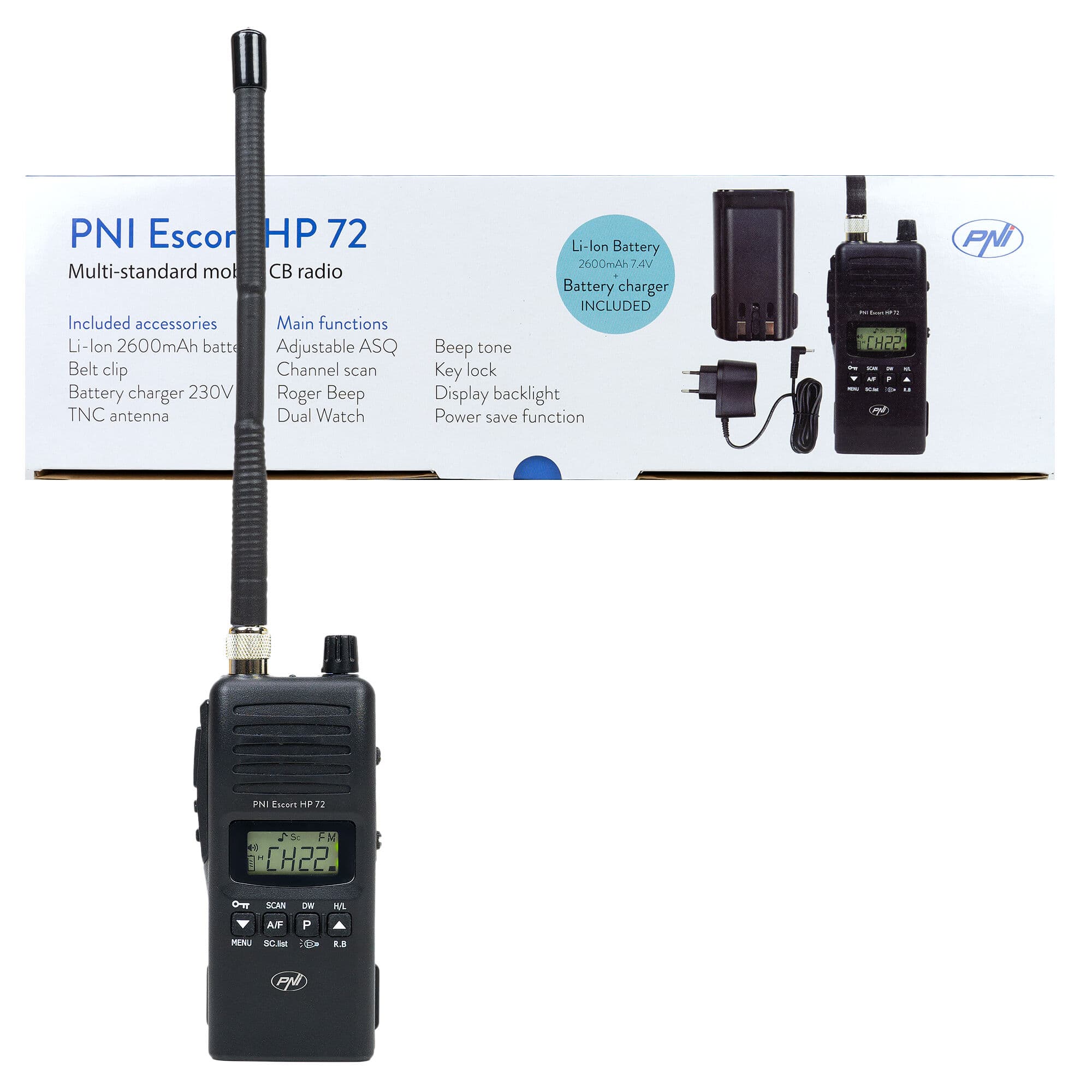 PNI Escort HP 72 CB radio ręczne / przenośne (ręczniak jak President Randy II, Stabo XH 9006 E, Jopix CB413)