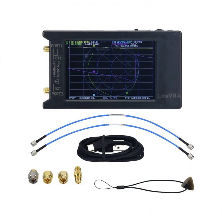 LiteVNA 64 analizator antenowy 50kHz - 6.3GHz (HF, VHF, UHF, LTE, WiFi 2.4/5GHz, IoT), dotykowy wyświetlacz 4" - szerszy zakres pracy od NanoVNA, SAA2