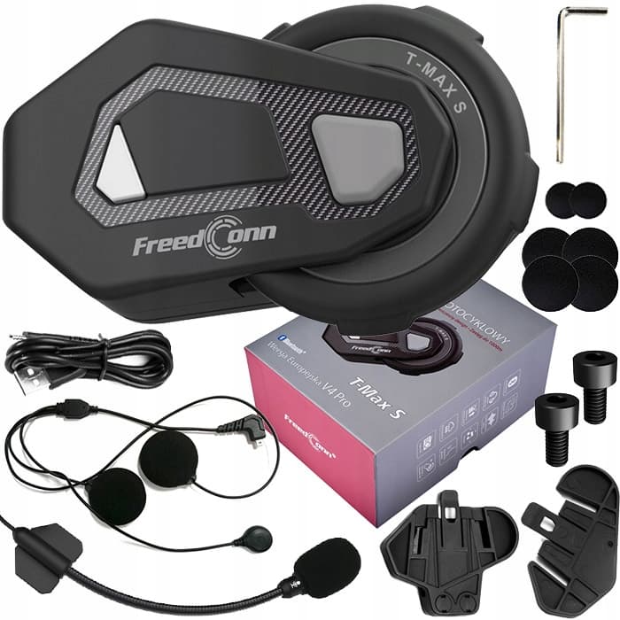 FreedConn T-MAX S V4 PRO Interkom bluetooth + hybrydowy zestaw słuchawkowy - najnowsza wersja - łączność motocyklowa do 1000m