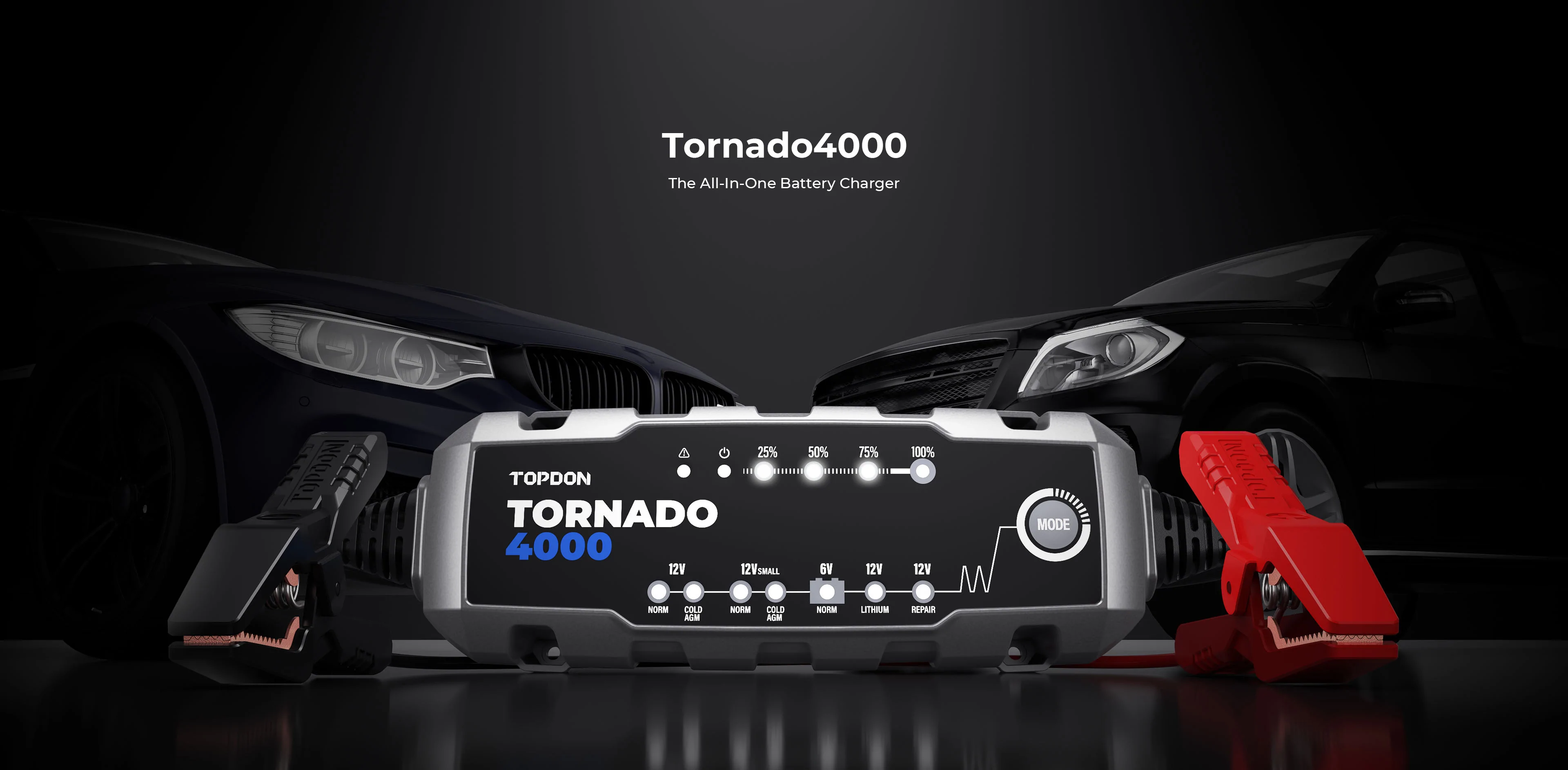 TOPDON TORNADO 4000 prostownik automatyczny do akumulatorów kwasowo-ołowiowych 6/12V i litowo-jonowych 12V 4A (ładowarka samochodowa 6/12V)