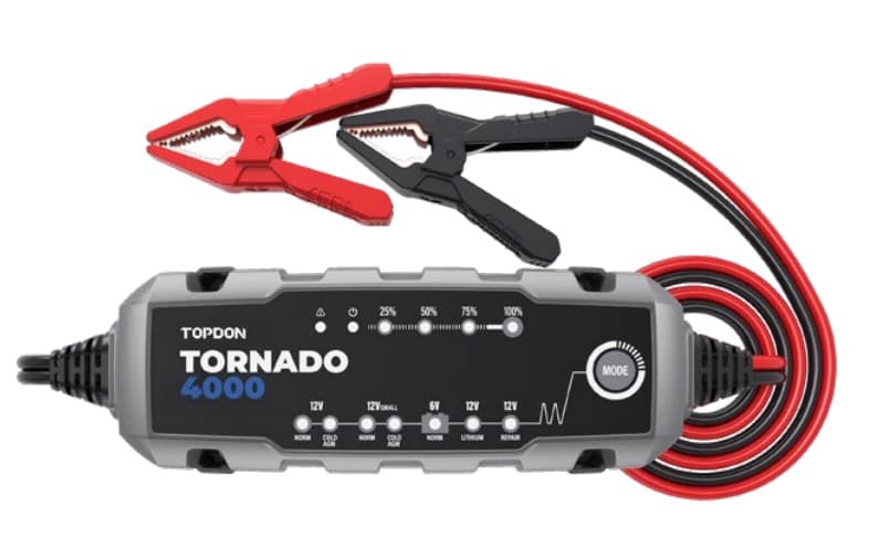 TOPDON TORNADO 4000 prostownik automatyczny do akumulatorów kwasowo-ołowiowych 6/12V i litowo-jonowych 12V 4A (ładowarka samochodowa 6/12V)