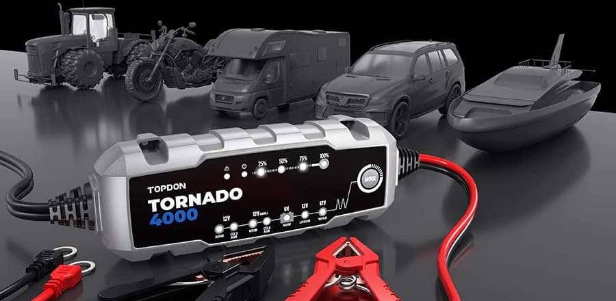 TOPDON TORNADO 4000 prostownik automatyczny do akumulatorów kwasowo-ołowiowych 6/12V i litowo-jonowych 12V 4A (ładowarka samochodowa 6/12V)