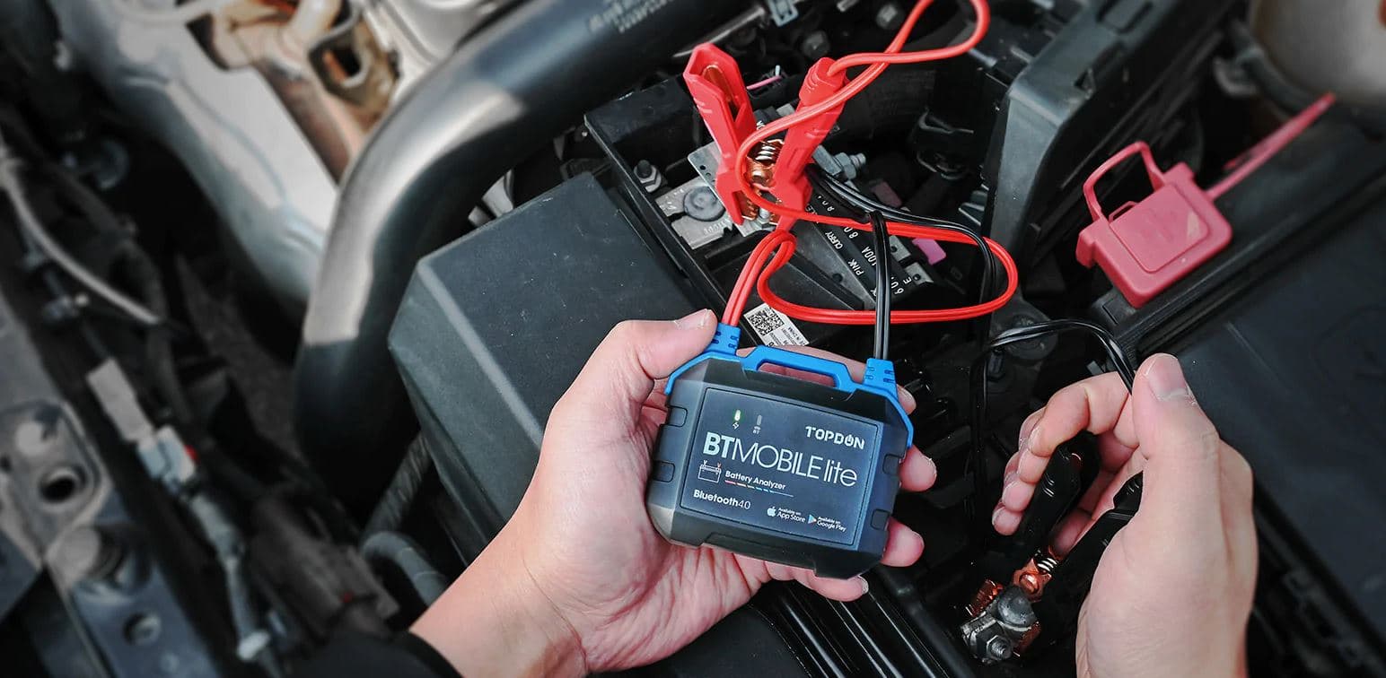 TOPDON BT MOBILE Lite tester akumulatorów 6V / 12V na smartfona - test żywotności, ładowania, pod obciążeniem itd.