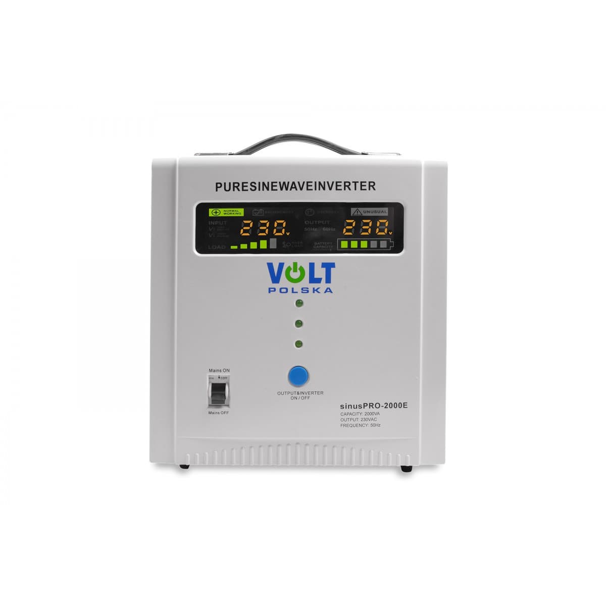 Przetwornica sinusoidalna AVR UPS VOLT SINUS PRO 2000 E (1250/2000W) 12/230V (stała faza do kotła CO)