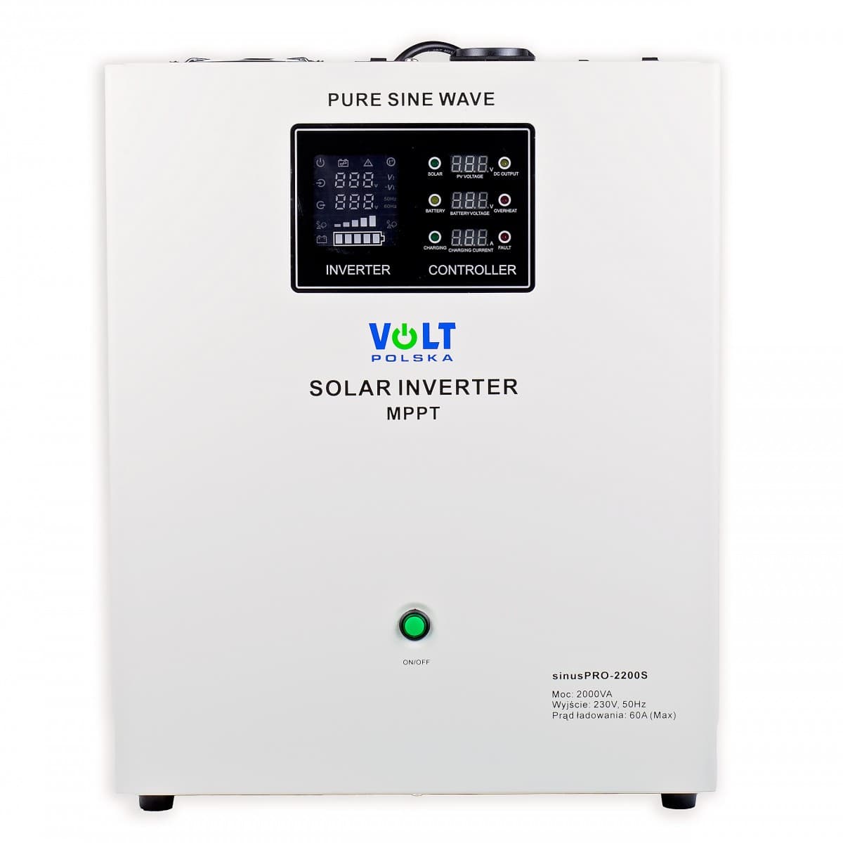 Inwerter solarny SINUS PRO 2200 S 12/230V 1500W + 60A MPPT + UPS + przetwornica CZYSTY SINUS