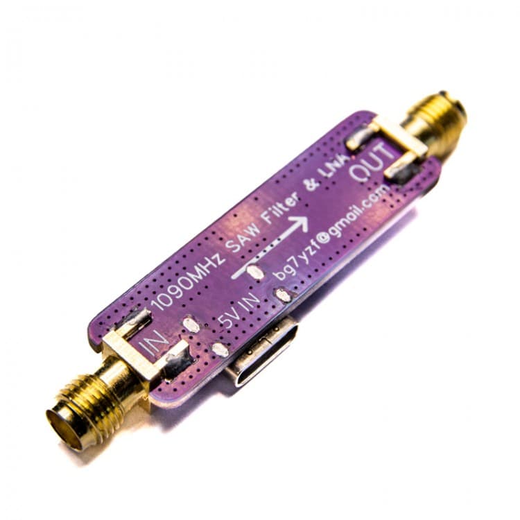 Wzmacniacz LNA + filtr SAW ADS-B 1090MHz - odbiór samolotów - do FlightAware, RTL-SDR, Hack RF, SDRPlay, odbiorników SDR itp.
