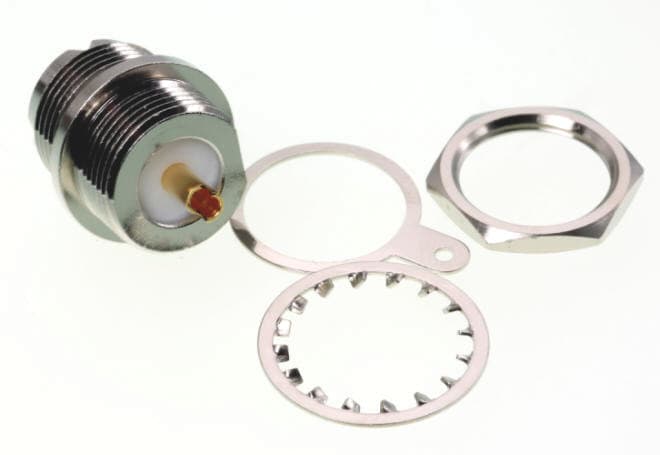 Gniazdo UHF do obudowy okrągłe PTFE/Gold KONEKTOR PRO (do wtyków UC-1 PL-259) SO-239