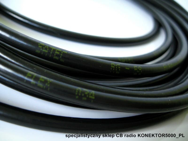 Okablowanie dodatkowe: 5m RG58 SATEC, LC-27, wtyk UC-1 prosty (SIRIO, PRESIDENT, ALAN)