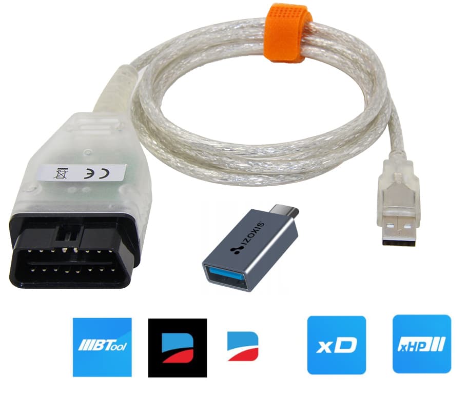 Kabel BMW seria E DCAN + adapter USB-C do smartfonów Android - kodowanie/diagnostyka BimmerCode, BimmerLink, DPF BimmerTool, xHP, xDelete, INPA