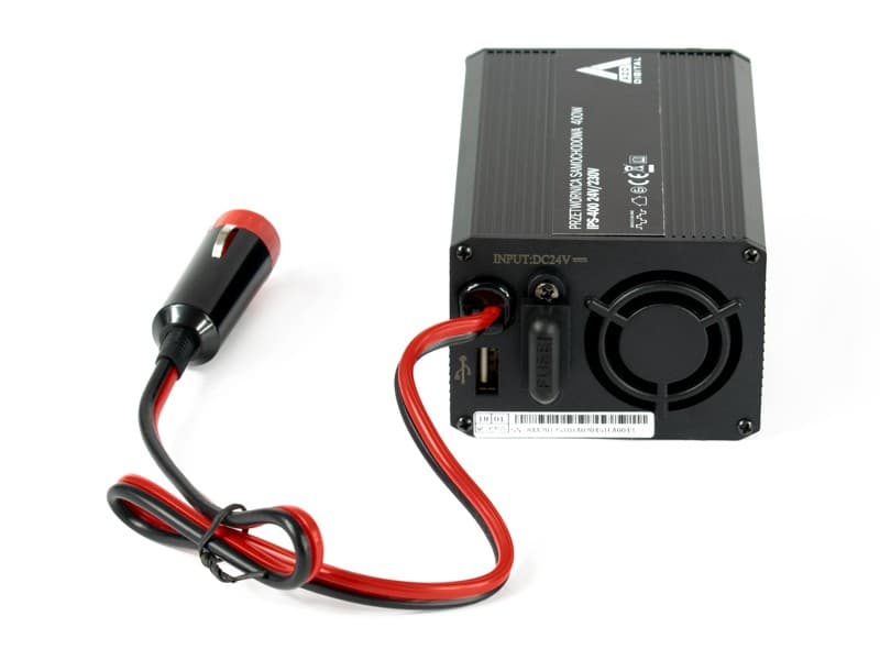 AZO IPS-400 przetwornica napięcia 24V/230V 400W, gniazdo USB 5V - 3 lata gwarancji