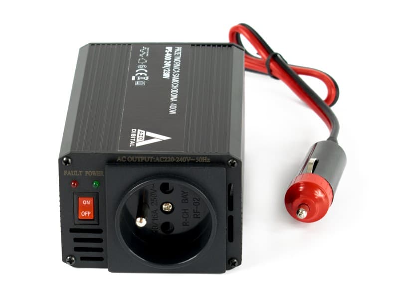 AZO IPS-400 przetwornica napięcia 24V/230V 400W, gniazdo USB 5V - 3 lata gwarancji