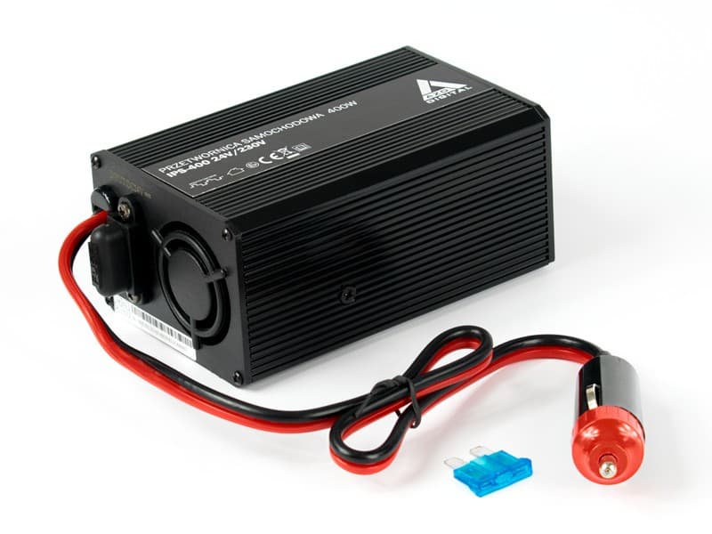 AZO IPS-400 przetwornica napięcia 24V/230V 400W, gniazdo USB 5V - 3 lata gwarancji