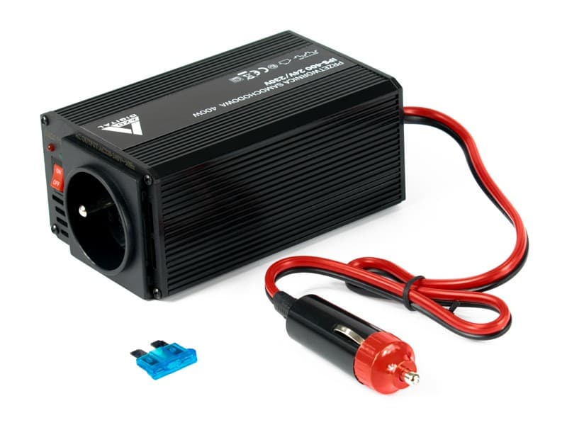 AZO IPS-400 przetwornica napięcia 24V/230V 400W, gniazdo USB 5V - 3 lata gwarancji