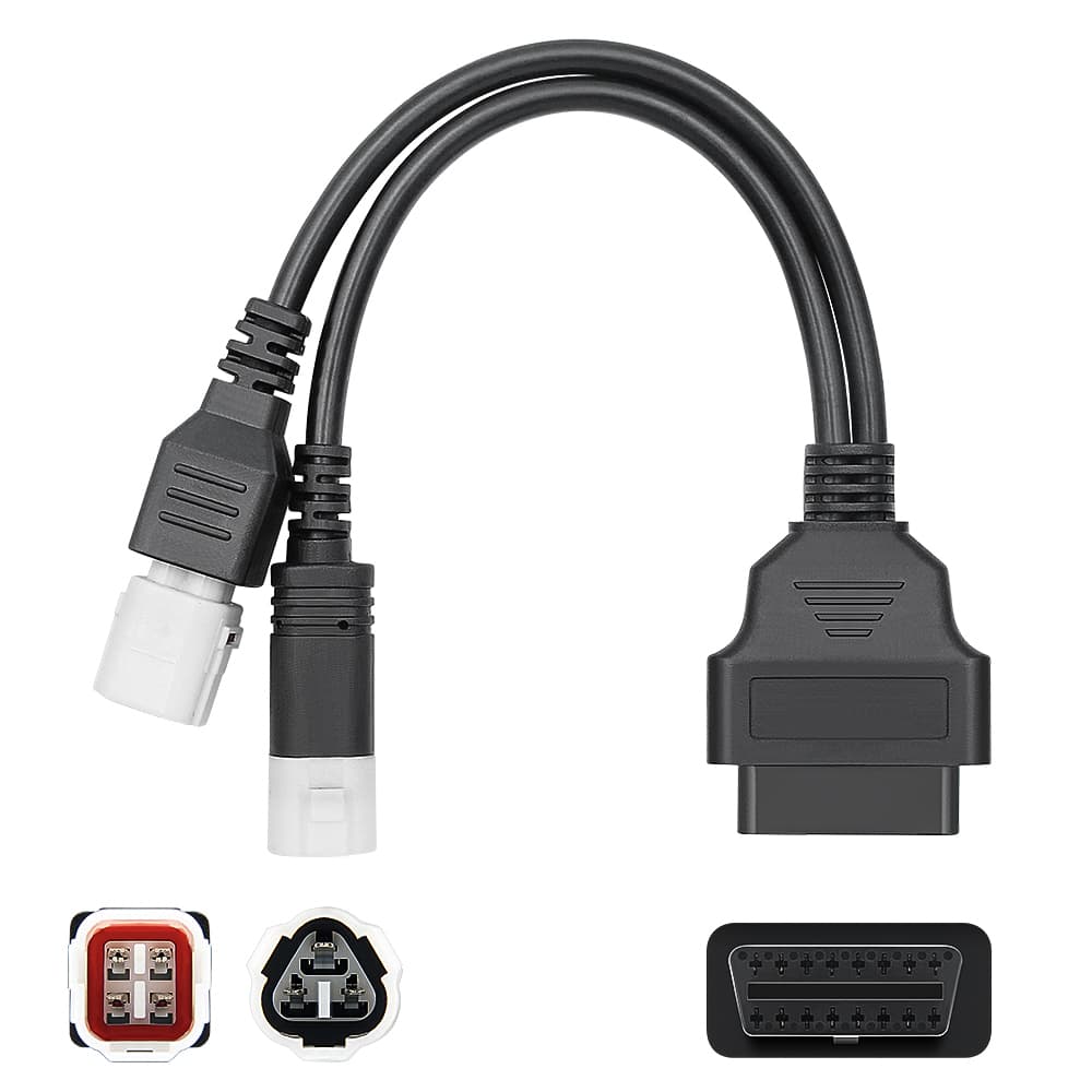 Kabel adapter podwójny YAMAHA 4-pin + 3-pin do OBD-2 - motocykle, ATV, silniki Yamaha - przejściówka np. do ELM-327, Vgate iCar, Konnwei