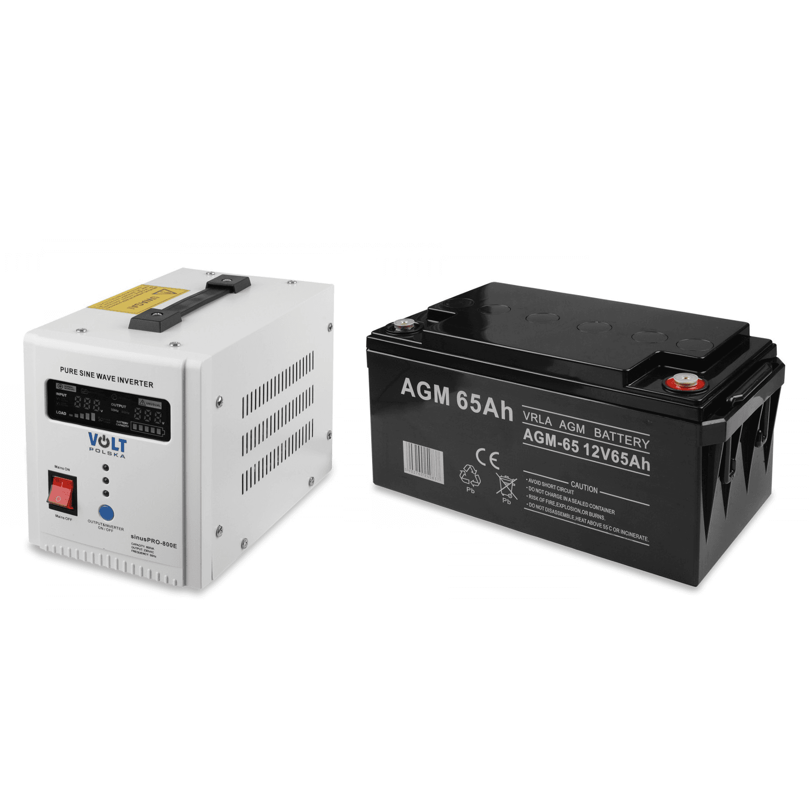 Zestaw zasilacz awaryjny sinusoidalny 800W VOLT SINUS PRO 800 E + akumulator AGM 65Ah