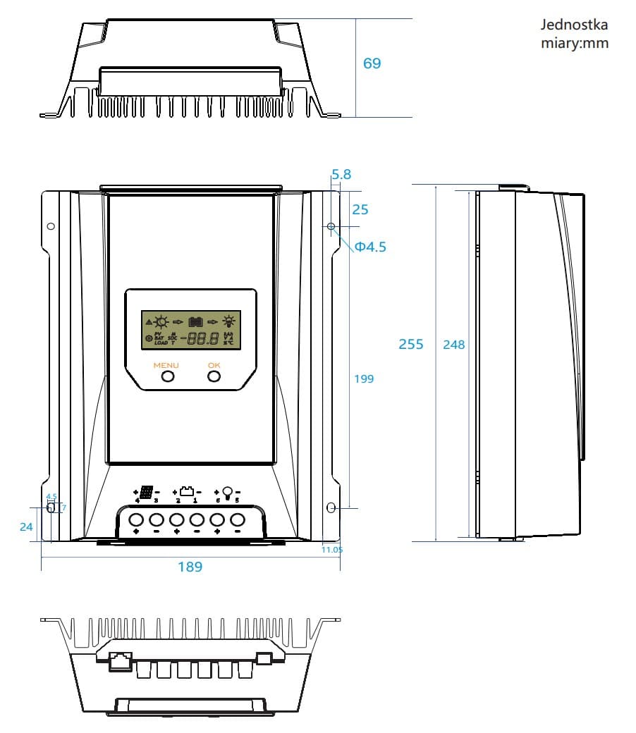 Regulator solarny ładowania Volt MPPT 30A do systemów 12/24V - LCD, bluetooth