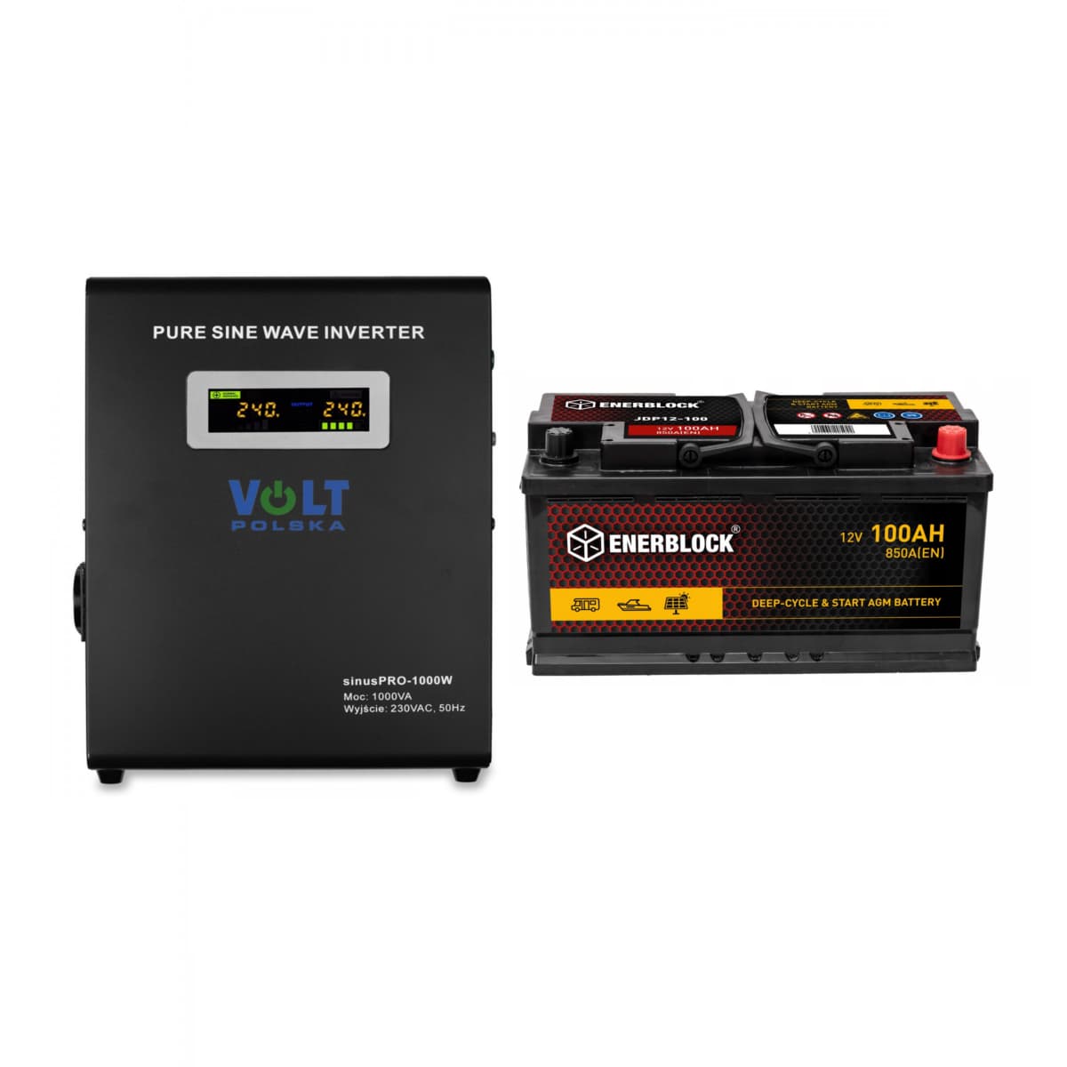 Zestaw zasilacz awaryjny sinusoidalny 1000W VOLT SINUS PRO 1000 W + akumulator AGM 100Ah
