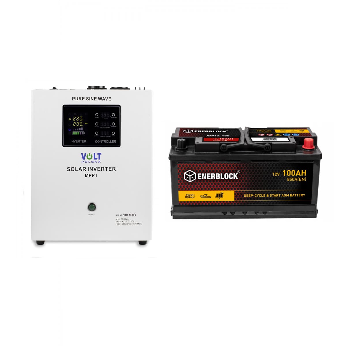 Zestaw zasilacz awaryjny sinusoidalny 1500W VOLT SINUS PRO 1500S + akumulator AGM 100Ah