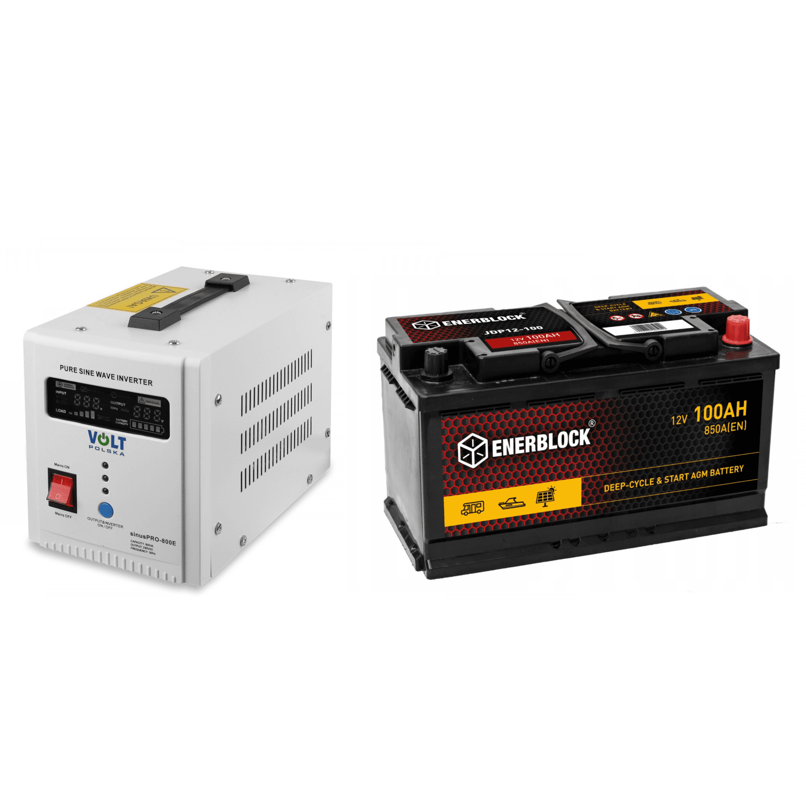 Zestaw zasilacz awaryjny sinusoidalny 800W VOLT SINUS PRO 800 E + akumulator AGM 100Ah
