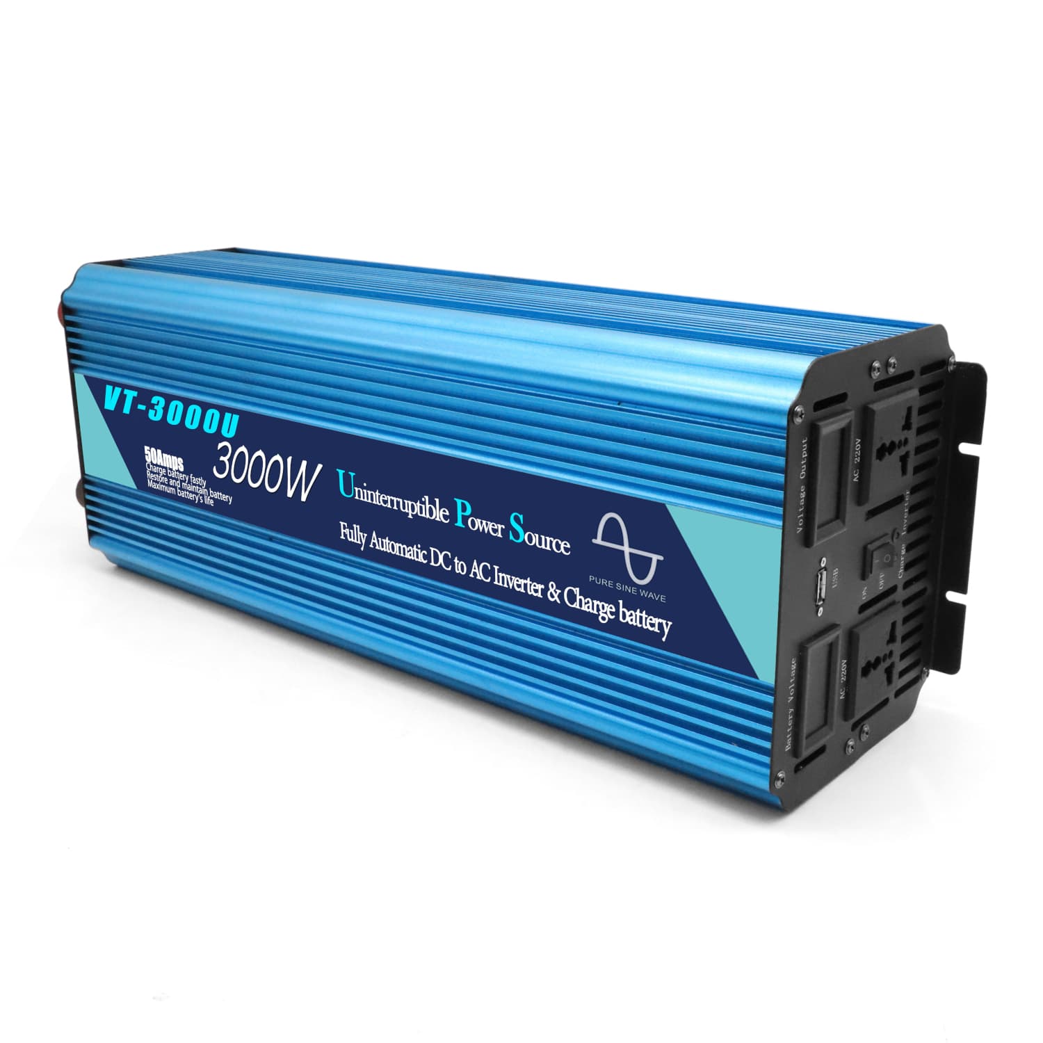 Zasilacz awaryjny UPS 6000W przetwornica 12V/230V CZYSTY SINUS - VoitaTech VT-3000U