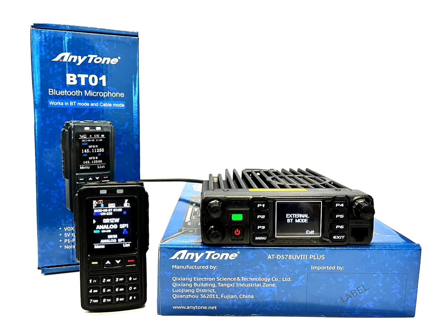 AnyTone BT-01 bezprzewodowy mikrofon bluetooth VOX z redukcją szumów - do AT-D578UV z BT