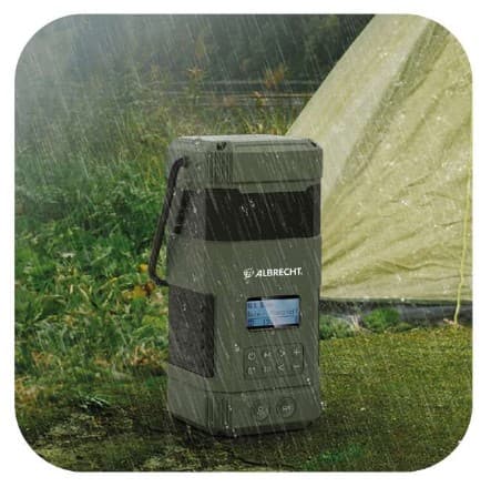 ALBRECHT DR 114 FM DAB+ radio kempingowe dynamo zasilanie solarne latarka i lampa kempingowa alarm power bank 5000 mAh