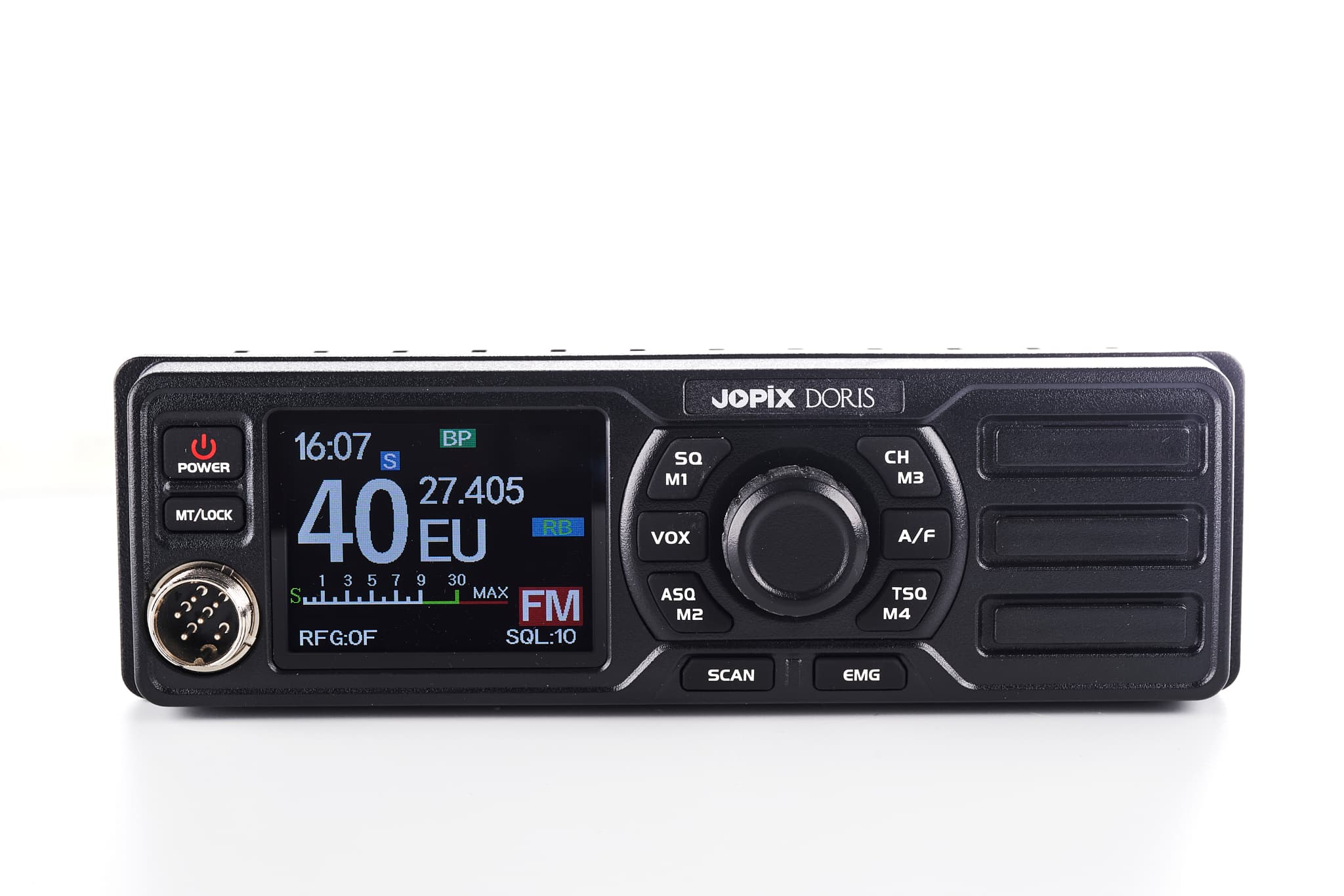 JOPIX DORIS CB Radio 12/24V głośnik z przodu, rozmiar 1-DIN, automatyczny SQ, RF Gain, VOX, świetny wygląd (AnyTone Doris, Midland 88)