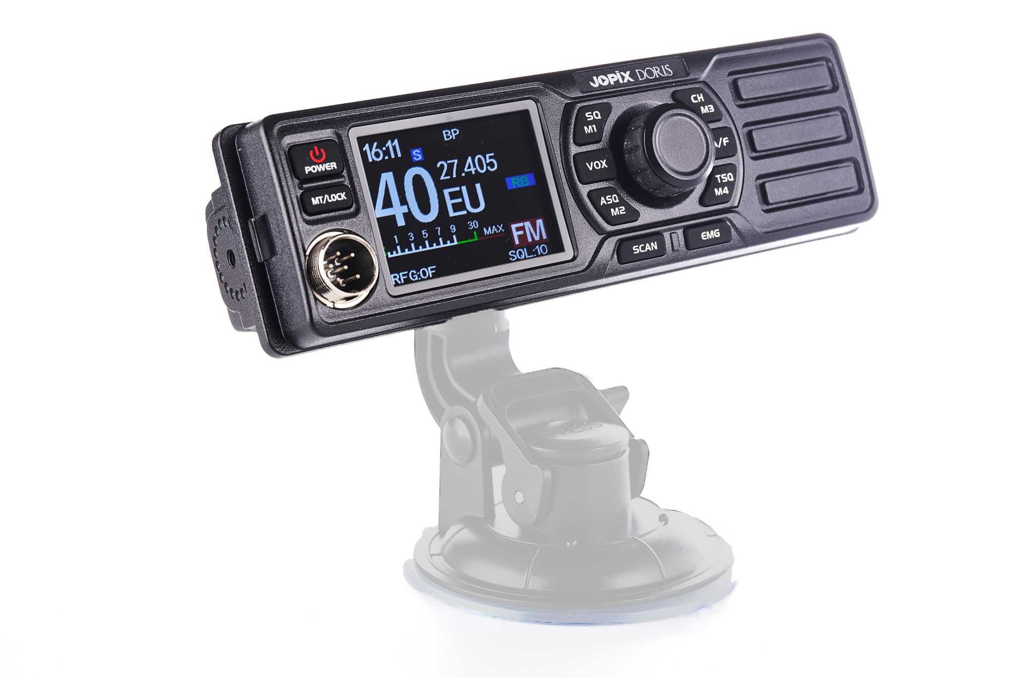 JOPIX DORIS CB Radio 12/24V głośnik z przodu, rozmiar 1-DIN, automatyczny SQ, RF Gain, VOX, świetny wygląd (AnyTone Doris, Midland 88)