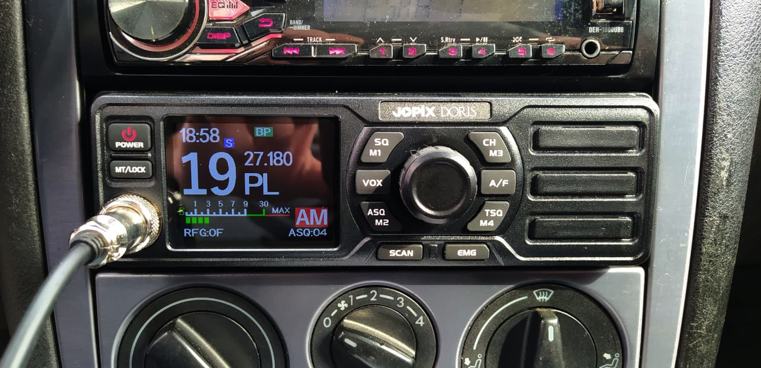 JOPIX DORIS CB Radio 12/24V głośnik z przodu, rozmiar 1-DIN, automatyczny SQ, RF Gain, VOX, świetny wygląd (AnyTone Doris, Midland 88)