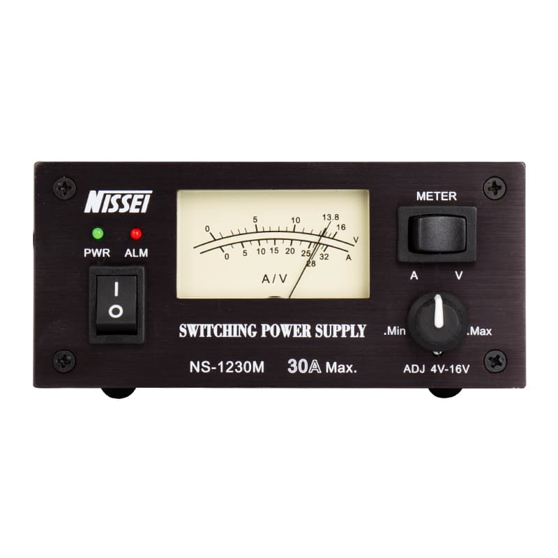 Nissei NS-1230-M ultrakompaktowy zasilacz impulsowy 30A analogowy wskaźnik V/A, regulacja napięcia 6-16V, solidna obudowa