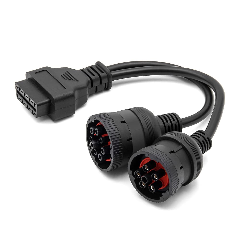 Podwójny kabel adapter J1939 + J1708 Cummins 9-pin 6-pin / OBD-2 16-pin przejściówka do aut ciężarowych i maszyn