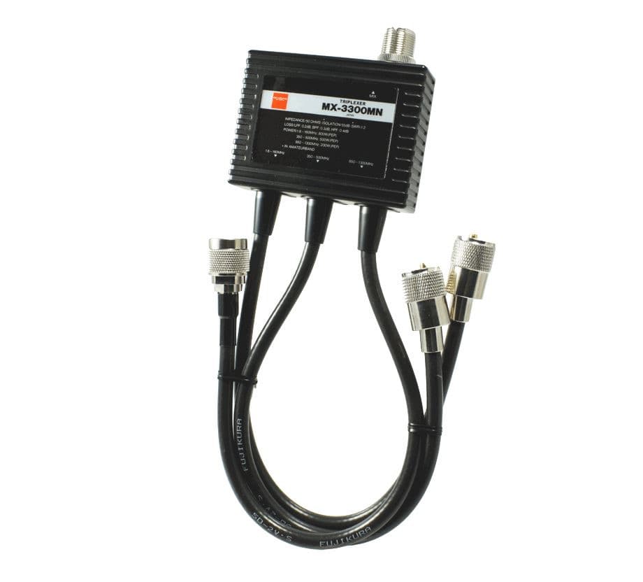 Diamond MX3300MN triplexer 1.6-160MHz/350-500MHz/850-1300MHz + okablowanie z wtykami PL-259+N (triplekser)