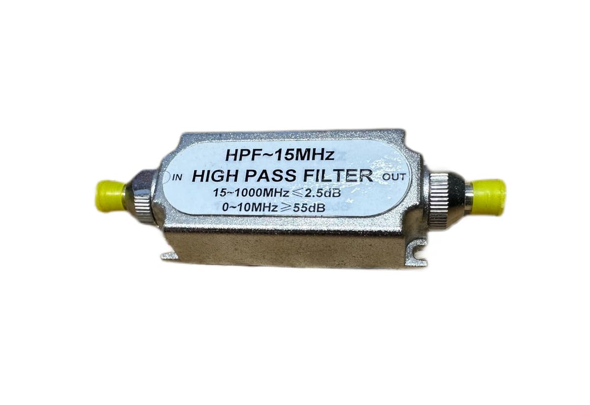 Filtr pasmowy górnoprzepustowy HPF od 15MHz - do radiostacji, skanerów, odbiorników SDR - poprawa odbioru, mniejsze zakłócenia
