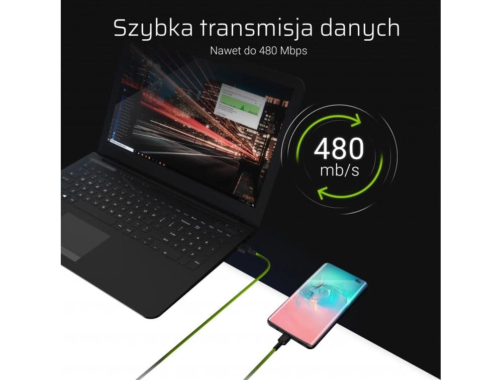 Zestaw 3x GC RAY kabel 1,2m przewód zasilający USB-A / USB-C LED nylonowy wytrzymały SUPERJAKOŚĆ