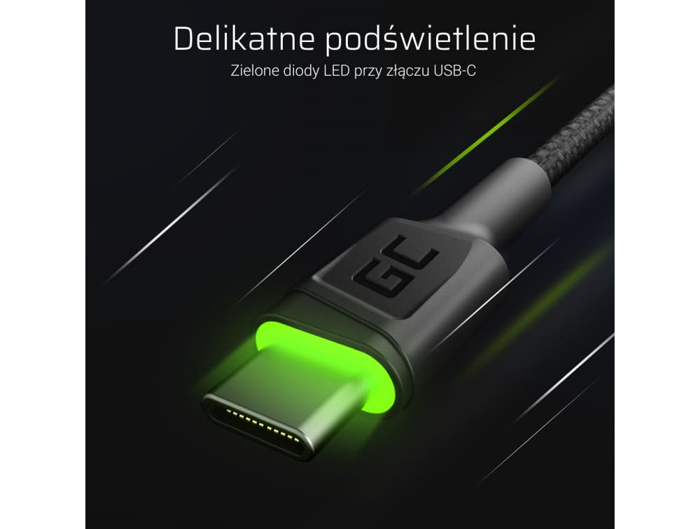 Zestaw 3x GC RAY kabel 1,2m przewód zasilający USB-A / USB-C LED nylonowy wytrzymały SUPERJAKOŚĆ