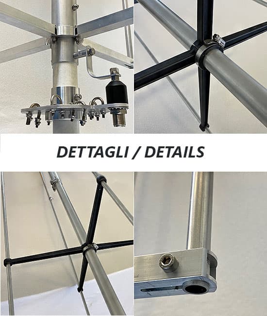 GRAZIOLI MV6 antena wielopasmowa HF/VHF 14-50MHz - 1/4 fali pasma 20, 17, 15, 12, 10, 6m - długość 675cm